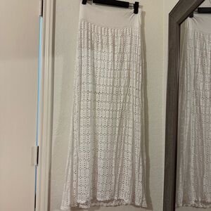 white eyelet maxi skirt